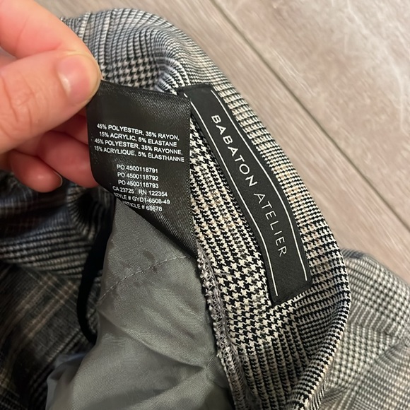 Aritzia Babaton Checkered Pants Trouser Cropped Elastic Band Soft Size 0 NWOT - Picture 3 of 5